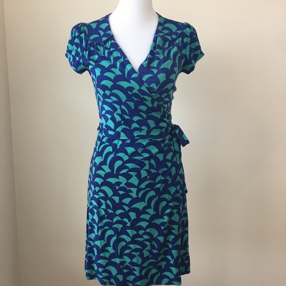 Boden Dresses & Skirts - Boden Summer Jersey Wrap Day Dress 8P Blue Green